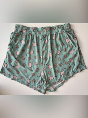 POP Fit Milk & Cookies Mint Green Print Pajama Tank and Lounge Shorts